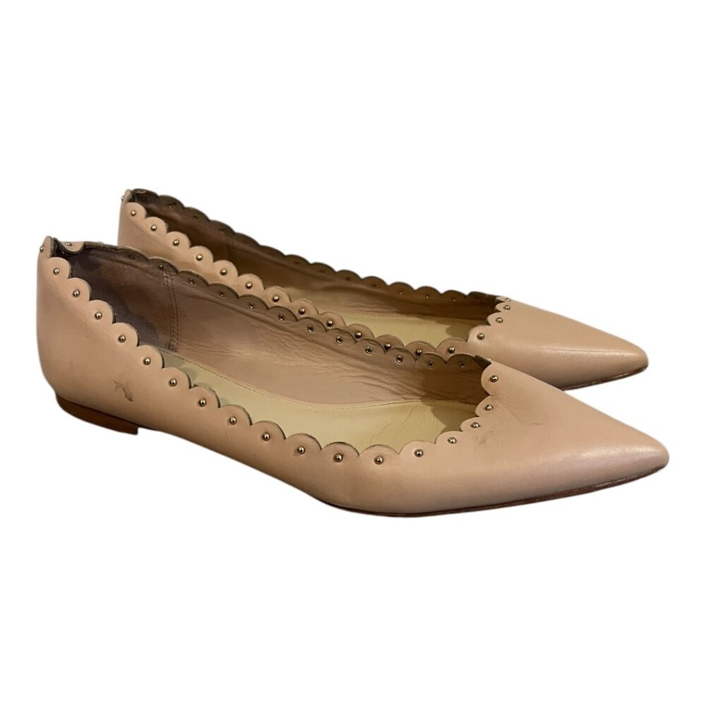 Scalloped Edge Beige Flats